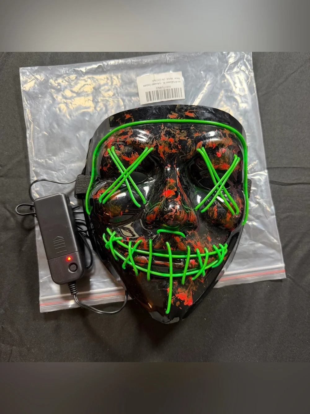 Amazon Black and Green LED Spooky Stitch Face Mask
